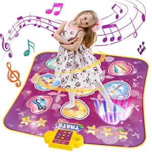 Dance Mat Toys for 3-12 Year Old Kids, Electronic Dance Pad with 3 Challenge Levels, Built-in Music, Touch Sensitive Light Up LED Kids Musical Mat, Dance Game Toy Gift for 3 4 5 6 7 8 Year Old Girls by TWFRIC