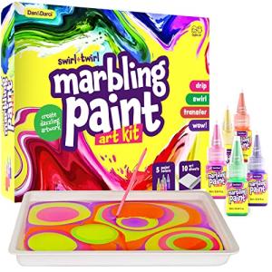 Dan&Darci Marbling Paint Art Kit for Kids - Arts and Crafts for Girls & Boys Ages 6-12 - Craft Kits Art Set - Best Tween Paint Gift, Ideas for Kids Activities Age 4 5 6 7 8 9 10 Marble Painting from Dan&Darci