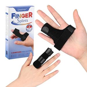 Trigger Finger Splint Knuckle Brace: 2 Pieces Adjustable Finger Padded Straightener for Right and Left Hand Index Middle Ring Pinky Support for Alleviating Finger Locking Popping Bending Stiffness Tendon Release and Pain Relief by Gandreola