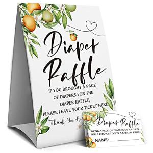 Orange Diaper Raffle Sign, Baby Shower Game, Diaper Raffle Kit, Baby Shower Invitation Set -1 Sign and 50 Guessing Cards(1A) by 