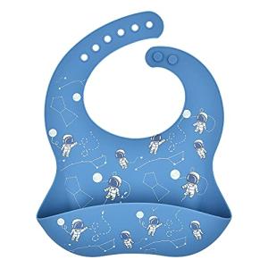 Waterproof Silicone Baby Bib, Easy Clean Quick Drying Soft and Comfortable Feeding Bucket Bib, Keep Stain off (Astronaut) by Ningboluyanguojimaoyiyouxiangongsi