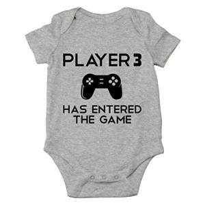 Player 3 Has Entered The Game - I'm a Gamer Like My Daddy - Cute One-Piece Infant Baby Bodysuit (Newborn, Sports Grey) from AW Fashions