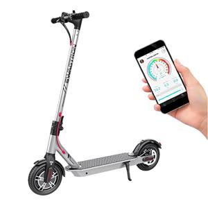 Swagtron SG-5 Swagger 5 Boost Commuter App-Enabled Electric Scooter with Upgraded 300W Motor and 1-Click Quick Folding, Silver from SWAGTRON
