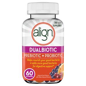 Align DualBiotic, Prebiotic + Probiotic for Men And Women, Help nourish and add good bacteria for digestive support, Natural Fruit Flavors, 60 Gummies by Procter & Gamble - HABA Hub