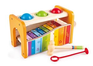 Hape Pound & Tap Bench with Slide Out Xylophone - Award Winning Durable Wooden Musical Pounding Toy for Toddlers, Multifunctional and Bright Colours, Yellow by Hape
