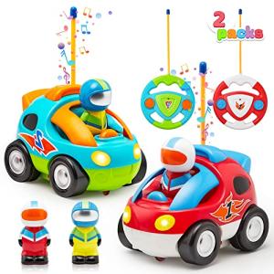 JOYIN 2 Pack Remote Control Car, RC Cars with Music & Sound, Treasure Box and Prize for Classroom, Toy for Baby, Toddler, Easter Basket Stuffers and Gift for Kids by Joyin Inc