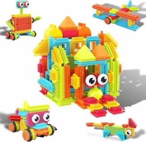 PicassoTiles PTB120 120pcs Bristle Shape 3D Building Blocks Tiles Construction Toy Set Learning Playset STEM Toy Set Educational Kit Child Branin Development Preschool Kindergarten Toy from Laltitude (Picasso Tiles)