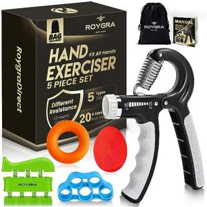 roygra Grip Strength Trainer, Forearm Workout, Hand & Finger Exerciser - 5 Pack from 