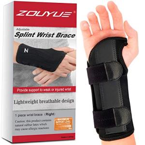 ZOUYUE Carpal Tunnel Wrist Brace, Adjustable Wrist Splint for Men, Women, Night Sleep Splint Wrist Brace Support for Pain Relief, Tendonitis, Sport Injuries - Right Hand M/L by ZOUYUE