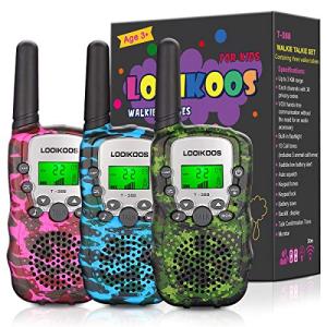 LOOIKOOS Walkie Talkies for Kids, 3 KMs Long Range Children Walky Talky Handheld Radio Kid Toy Gifts for Boys and Girls 3 Pack from LOOIKOOS