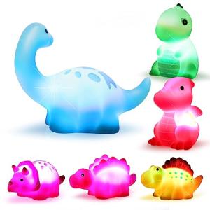 Cibolar Dinosaur Bath Toys Light-Up 6 Packs Floating Bath Toys Set for Baby Toddlers Kids in Birthday Easter Christmas Shower Pool Bath Toys Boys Girls Children Preschool Bathtub Bathroom from Cibolar