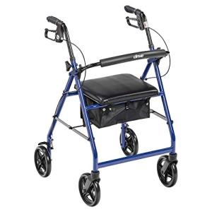 Drive Medical R728BL Foldable Rollator Walker with Seat, Blue by Drive Medical