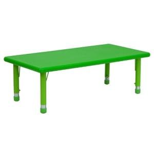 Flash Furniture 24''W x 48''L Rectangular Green Plastic Height Adjustable Activity Table from Flash Furniture