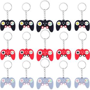 24 Pieces Video Game Controller Keychains Game Controller Handle Key Ring Pendant Charms for Video Game Party Favors Birthday Baby Shower Gifts, 3 Colors from Gejoy