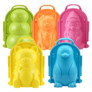 Xiangtai Snow Mold Outdoor Activities Lovely 3D Cat Snowman Penguin Santa Claus Shap Snow Mold Tool Kids Outdoor Play Game - 5 PCS by Xiangtai