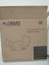 RMS Raised Toilet Seat - 5 Inch Elevated Riser with Adjustable Padded Arms - Toilet Safety Seat for Elongated or Standard Commode by Royal Medical Solutions