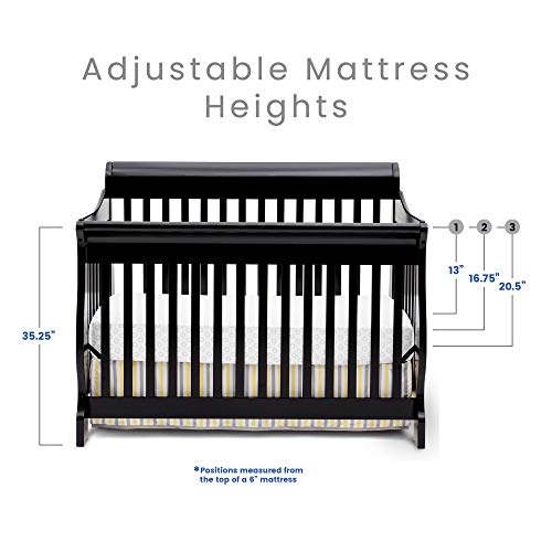 Delta Children Canton 4-in-1 Convertible Crib - Easy to Assemble, Black by Delta Children's Products