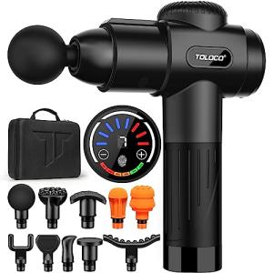 TOLOCO Massage Gun, Upgrade Percussion Muscle Massage Gun for Athletes, Handheld Deep Tissue Massager (Black) by TOLOCO