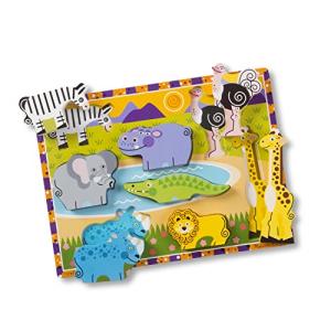 Melissa & Doug Safari Wooden Chunky Puzzle (8 pcs) Multicolor, 12" x 10.8" x 1" by Melissa & Doug