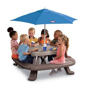 Little Tikes Fold 'n Store Picnic Table with Market Umbrella, Brown (632433M) from MGA Entertainment