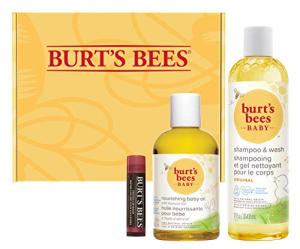 Burt's Bees Original Baby and Mom Gift Set With Nourishing Oil, Shampoo & Wash, 100% Natural Tinted Lip Balm, Red Dahlia, Multi from AmazonUs/BURBP