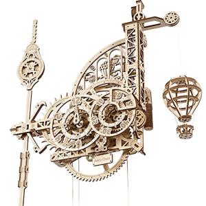 UGEARS Aero Clock 3D Wooden Puzzles for Adults and Kids - Laser-Cut 3D Puzzle Clock to Build - Elegant Outlook DIY Wooden Puzzle Mechanical Clock Kit - Wall Clock with Pendulum Wood Model Kit from UGEARS