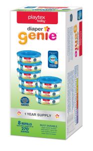 Playtex Diaper Genie Refill Bags, Ideal for Diaper Genie Diaper Pails, Registry Gift Set, Pack of 8, 2160 Count by Edgewell Personal Care