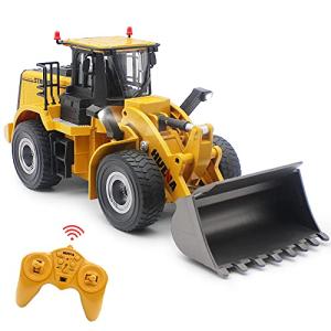 Mostop Remote Control Front Loader, 9 Channel Full Functional RC Bulldozer Construction Truck Vehicle Toy, 2.4Ghz Remote Control Loader Toy Construction Vehicle with Lights & Sounds for Kids by Mostop