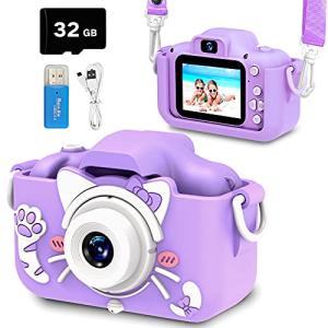 Goopow Kids Camera Toys for 3-8 Year Old Girls,Children Digital Video Camcorder Camera with Cartoon Soft Silicone Cover, Best Christmas Birthday Festival Gift for Kids - 32G SD Card Included from Goopow