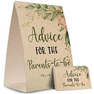 Advice for the Parents-to-Be Sign, Baby Shower Advice Game Kit (1 Standing Sign + 50 Advice Cards), Baby Showers Decorations-NPZAD06 from 