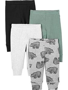 Simple Joys by Carter's Boys' Baby 4-Pack Cotton Pants, Bears/Grey/Heather, 6-9 Months from Carter's Simple Joys - Private Label