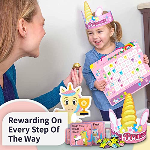 PutskA Potty-Training-Magnetic-Reward-Chart for Toddlers - Potty Chart with Multicolored Unicorn & Star Stickers â Motivational Toilet Training for Girls (Unicorn Theme) from PUTSKA