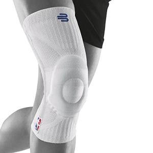 Bauerfeind Sports Knee Support NBA - Officially Licensed Basketball Brace with Medical Compression - Sleeve Design with Omega Gel Pad for Pain Relief & Stabilization (White, L) by Bauerfeind