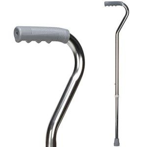 DMI Deluxe Lightweight Adjustable Walking Cane with Offset Hand Grip, Slip Resistnace, for Men and Women, Silver by Duro-Med