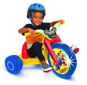 Mickey and the Roadster Racers 15" Fly Wheel Junior Cruiser Ride-on, Ages 3-7, Yellow/Red/Blue, 20" W x 22.5" H x 32.83" L from Jakks