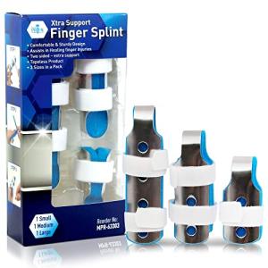 Medpride Xtra Support Finger Splints [3-Size Pack] - Comfortable Finger Braces For Injury Recovery & Pain-Relief- Finger & Knuckle Straighteners Fit Every Finger- Two Sided Finger Splint Immobilizer by Shield Line
