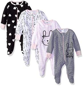 Gerber Baby Girls' 4 Pack Sleep 'N Play Footie, Bunny Smiley, 3-6 Months from GERLO