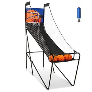 Giantex Foldable Electronic Arcade Basketball Game, with Electronic Scorer, Buzzer, 3 Basketballs, Pump, Indoor Single Shot Basketball Game for Adults, Kids from Giantex