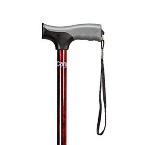 Carex Health Brands Soft Grip Walking Cane - Height Adjustable with Wrist Strap - Latex Free Soft Cushion Handle, Red Pattern & Marble, 40 Inch (Pack of 1) by Carex Health Brands