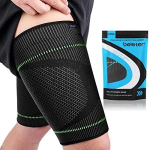 beister Thigh Compression Sleeves Hamstring Support: 20-30 mmhg Anti Slip Thigh Sleeve (Pair), Leg & Thigh Brace Wrap for Sore Hamstring, Groin, Muscle Sprains, Tendinitis, Workouts, Sciatica Pain by beister