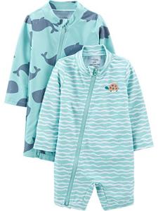 Simple Joys by Carter's Baby Boys' 1-Piece Zip Rashguards, Pack of 2, Whale, 12 Months from Carter's Simple Joys - Private Label