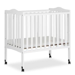 Dream On Me 2-in-1 Lightweight Folding Portable Stationary Side Crib in White, Greenguard Gold Certified by Dream on Me