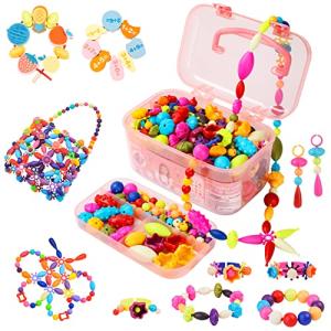BEMITON Pop Beads Jewelry Making Kit for Girls - Arts and Crafts for Kids Ages 3 4 5 6 7 8 Years Old, Montessori Toys Snap Beads DIY Bracelet Necklace Ring Setï¼Christmas & Birthday Gifts for Toddler by BEMITON