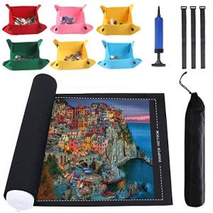 Jigsaw Puzzle Mat Roll Up - 1000 1500 2000 Pieces Puzzel Matte,Roll-Up Puzzles Felt Save Mats Trays for Sorting Table Board Glue Clear Sheets and Frame Keeper Storage Accessories for Adults Gifts by Lwoeo