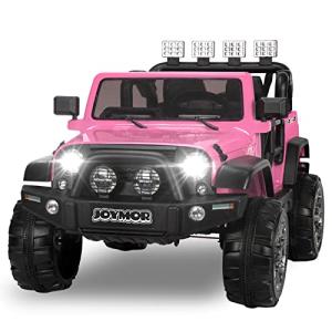 JOYMOR 12V Ride on Truck 2 Seat Kids Electric Battery Powered Car w/ 2.4G Remote Control, Motorized Toddler Vehicles Truck Toy, Adjustable Speeds, MP3 Player, LED, Horn (Pink) from JOYMOR
