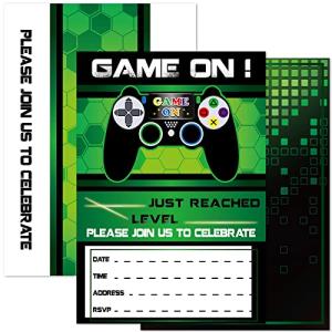 WERNNSAI Video Game Invitations - 20 Set Magical Fill In Game Party Invitations with Envelopes for Kids Boys Game Lovers Birthday Game Themed Party Supplies from WERNNSAI