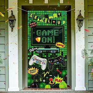 Video Game Party Decoration Video Gaming Photo Door Backdrop Game On Boys Birthday Photo Banner Gamer Room Decor for Game Fans Video Gamer Party Decoration Supplies, 6 x 3 Feet from Blulu