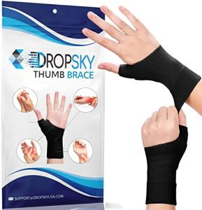 DropSky [4pcs] Gel Wrist Thumb Support Braces Soft with Gel Pad, Breathable Design, Relief Pain Carpal Tunnel, Arthritis Thumb, Fits Both Hands, Lightweight Support (Black) by 