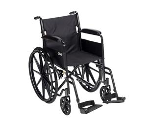 Drive Medical SSP118FA-SF Silver Sport 1 Folding Transport Wheelchair with Full Arms and Removable Swing-Away Footrest, Black by Drive Medical
