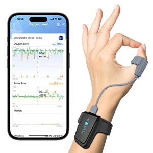 Bluetooth Pulse Meter Health Tracker | Overnight O2 Saturation Level and Heart Rate, Smart Alert, Finger Ring with Free APP &PC Report by Viatomtech